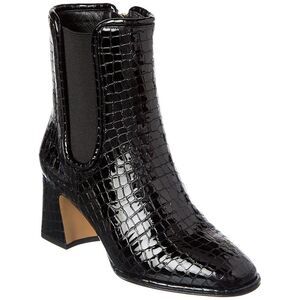 Alexandre Birman Ava 60 Croc-Embossed Patent Boot, Black